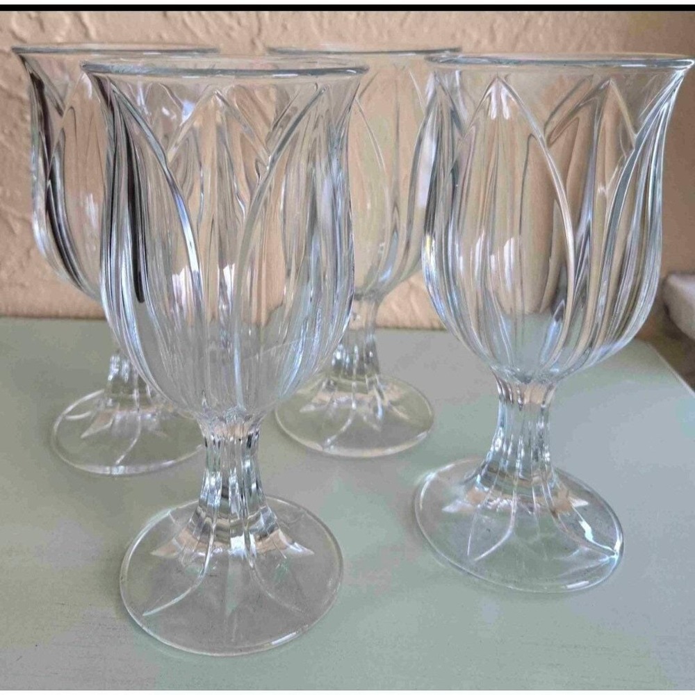 Vintage Cristal Pedestal Goblets D'Arques-Durand France Set Of 4  B#25